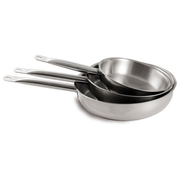 Poele - BAUMALU - Ligne Professionnelle 28 - Inox - Large diametre - Haute résistance