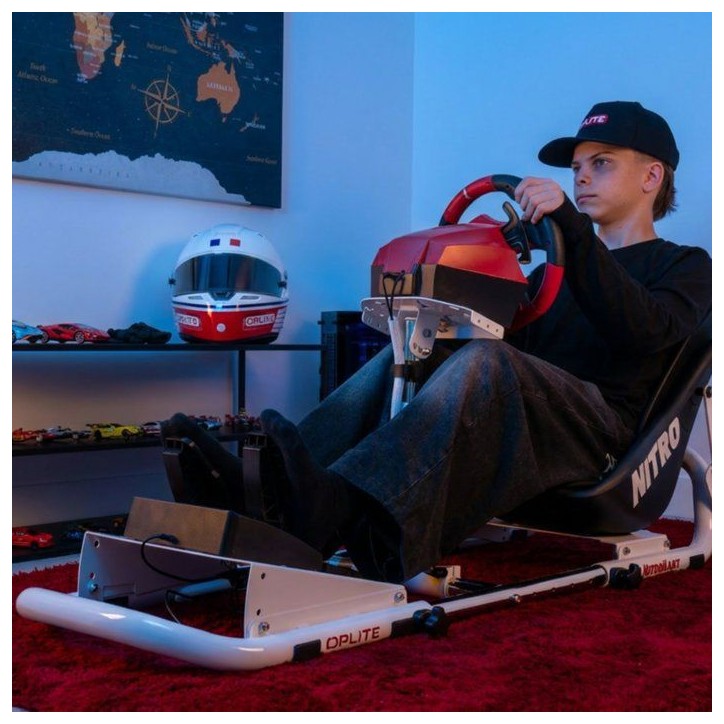 Cockpit de simulation racing - OPLITE - NitroKart V2 - Blanc - Ergonomique - Réglable - Immersion totale