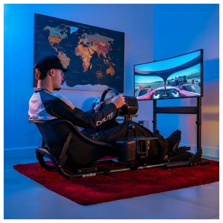Cockpit de simulation racing - OPLITE - NitroKart V2 - Blanc - Ergonomique - Réglable - Immersion totale