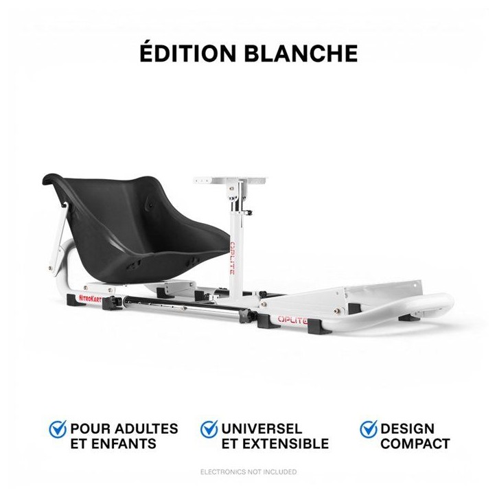 Cockpit de simulation racing - OPLITE - NitroKart V2 - Blanc - Ergonomique - Réglable - Immersion totale