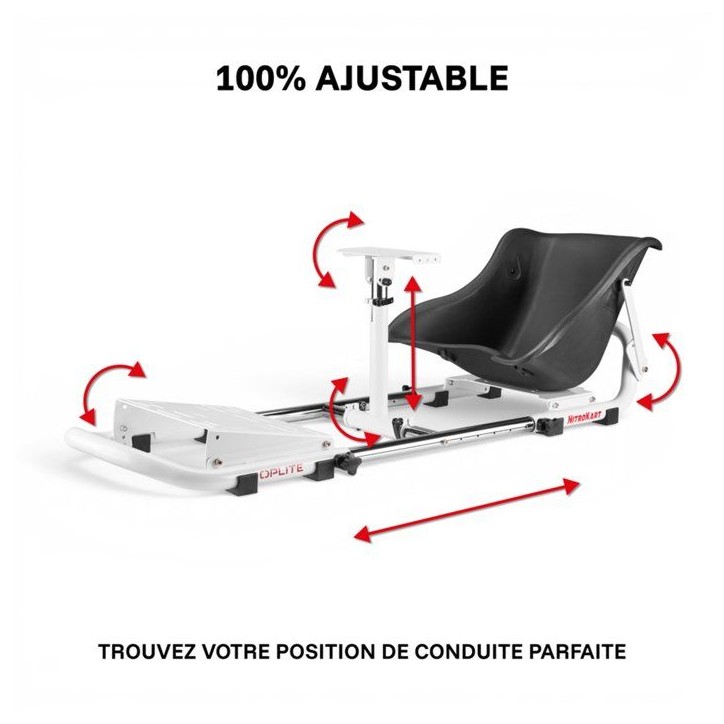 Cockpit de simulation racing - OPLITE - NitroKart V2 - Blanc - Ergonomique - Réglable - Immersion totale