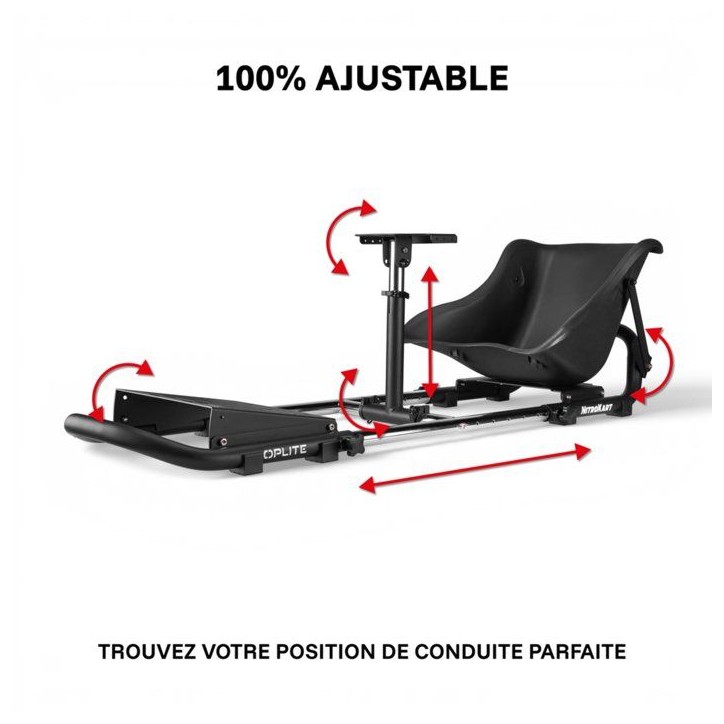 Cockpit de simulation racing - OPLITE - NitroKart V2 - Noir - Ergonomique - Réglable - Immersion totale