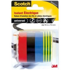 3M 4 rouleaux de ruban adhésif - 10 m x 15 mm - Isolant électrique