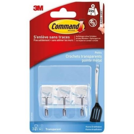3M COMMAND Crochet clear - Pointe en métal - Petit modele