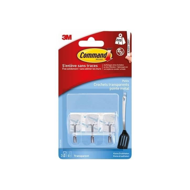 3M COMMAND Crochet clear - Pointe en métal - Petit modele