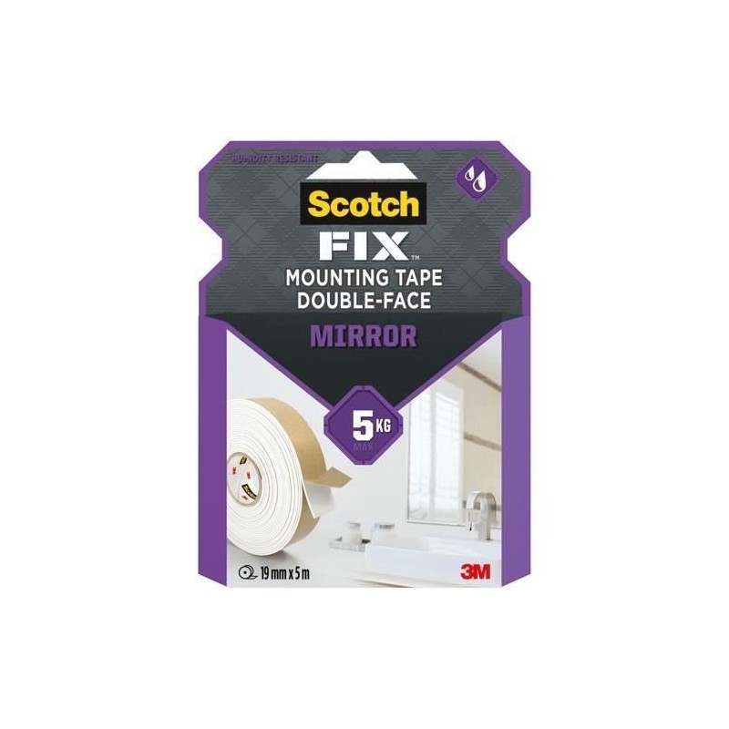 3M Ruban adhésif double face miroir - 1,5mx19mm