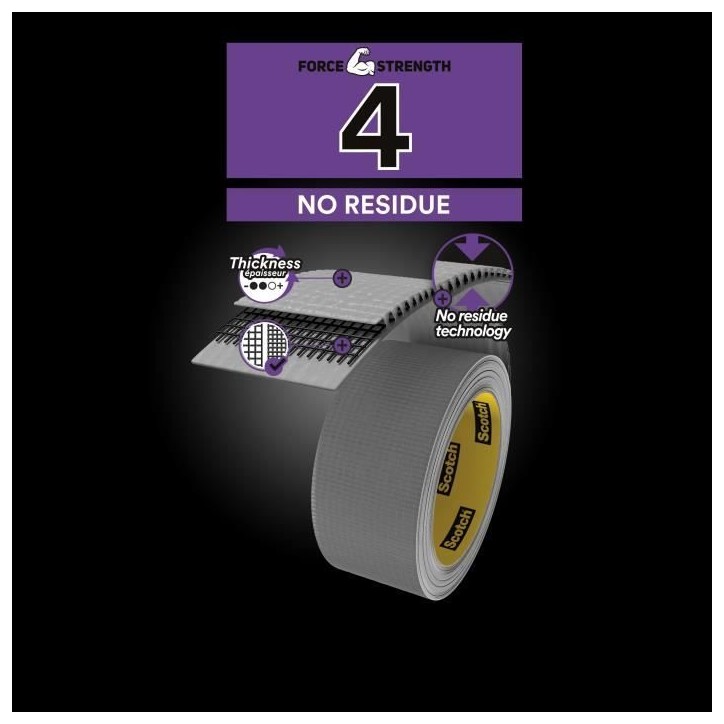 3M Toile de Réparation Extremium No Residue - Gris - 18mx48mm