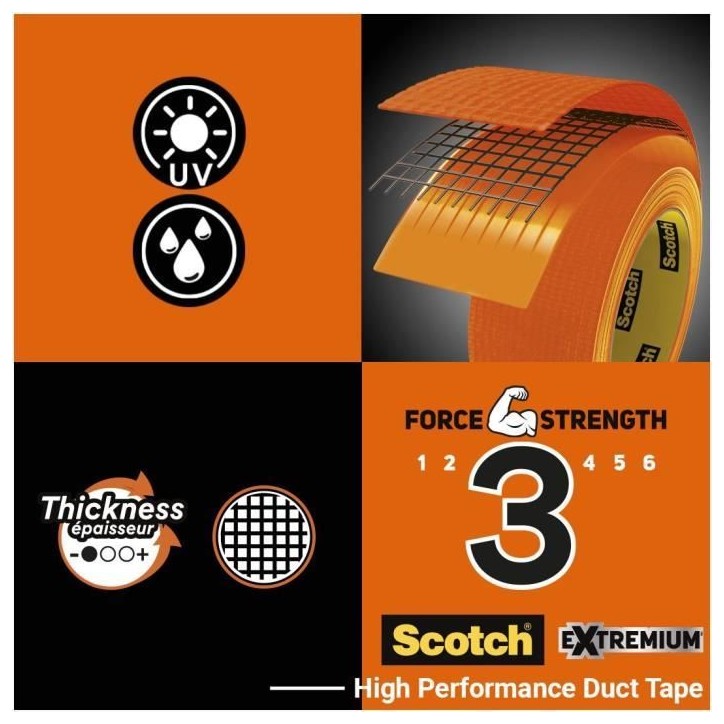 3M Toile de Réparation Universal High Visibility - Orange - 25mx48mm 3M Toile de Réparation Universal High Visibility - Orange - 25mx48mm