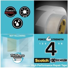 3M Toile de Réparation Extremium Invisible - Transparent - 20mx48mm