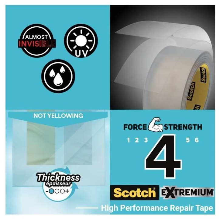 3M Toile de Réparation Extremium Invisible - Transparent - 20mx48mm 3M Toile de Réparation Extremium Invisible - Transparent - 20mx48mm