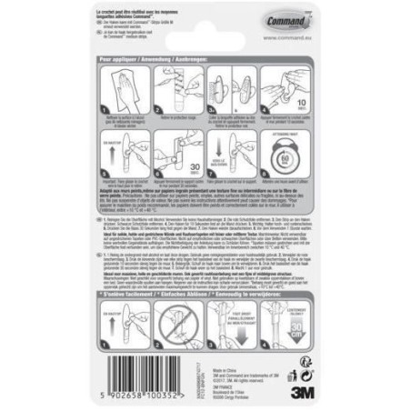 3M Crochet Métal Déco Nickel Brossé - Moyen Modele