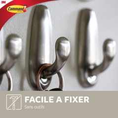 3M Crochet Métal Déco Nickel Brossé - Moyen Modele