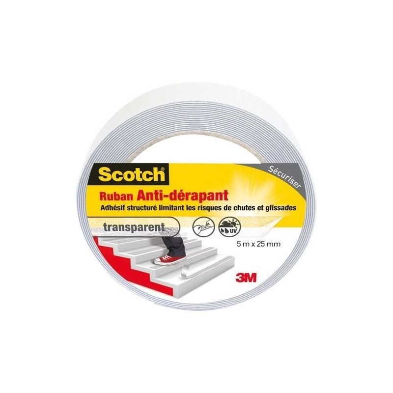 3M SCOTCH Ruban antidérapant - 5 m x 25 mm - Transparent
