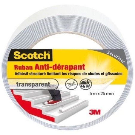 3M SCOTCH Ruban antidérapant - 5 m x 25 mm - Transparent