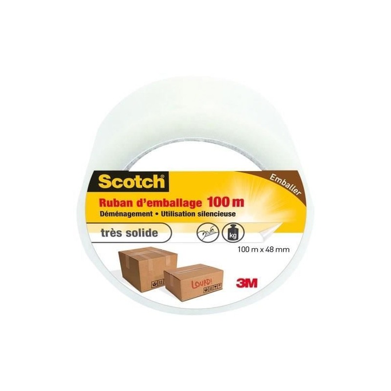 3M SCOTCH Ruban adhésif d'emballage - 100 m x 48 mm - Transparent