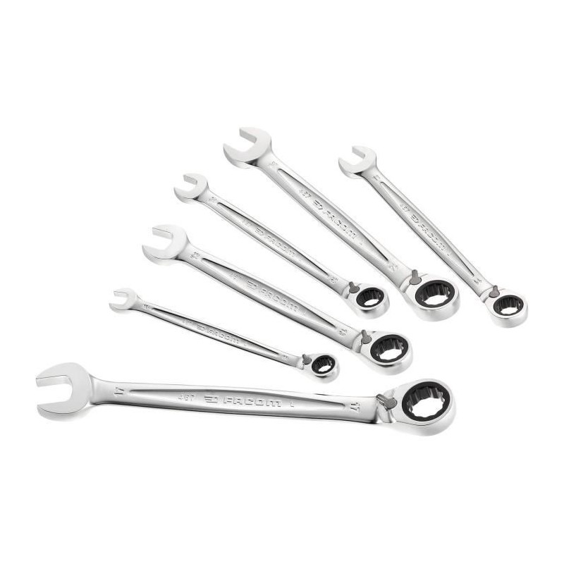 Coffret de 6 clés mixtes a cliquets FACOM -467B.JE6PB - Ouvertures de
