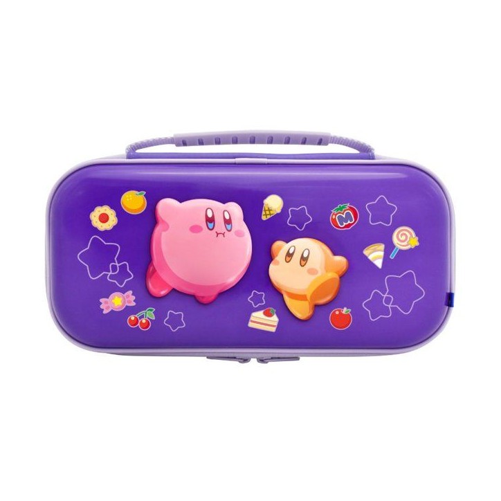 Pochette rigide de protection - HORI - Nintendo Switch 2 - Rangement accessoires et jeux - Motif Kirby et Waddle Dee - Violet