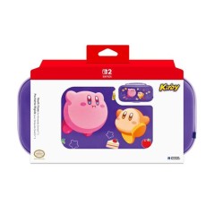 Pochette rigide de protection - HORI - Nintendo Switch 2 - Rangement accessoires et jeux - Motif Kirby et Waddle Dee - Violet