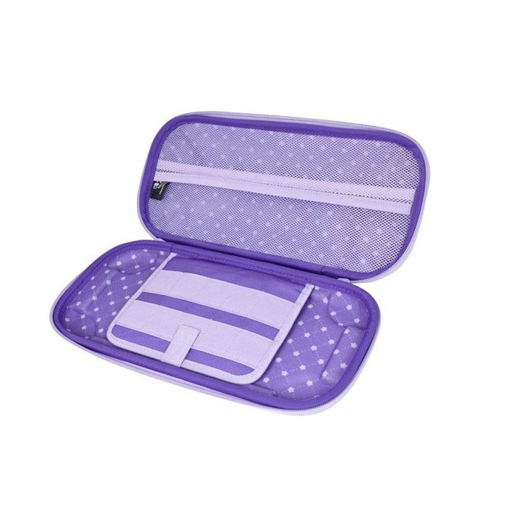Pochette rigide de protection - HORI - Nintendo Switch 2 - Rangement accessoires et jeux - Motif Kirby et Waddle Dee - Violet