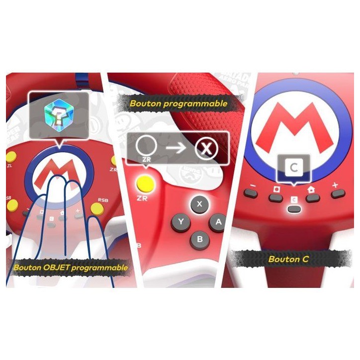 Volant de course - HORI - Mario Kart World Racing Wheel Pro Mini - Bouton C - Pédales - Nintendo Switch 2