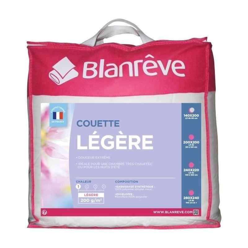 BLANREVE Couette légere en microfibre - 140 x 200 cm - Blanc BLANREVE Couette légere en microfibre - 140 x 200 cm - Blanc