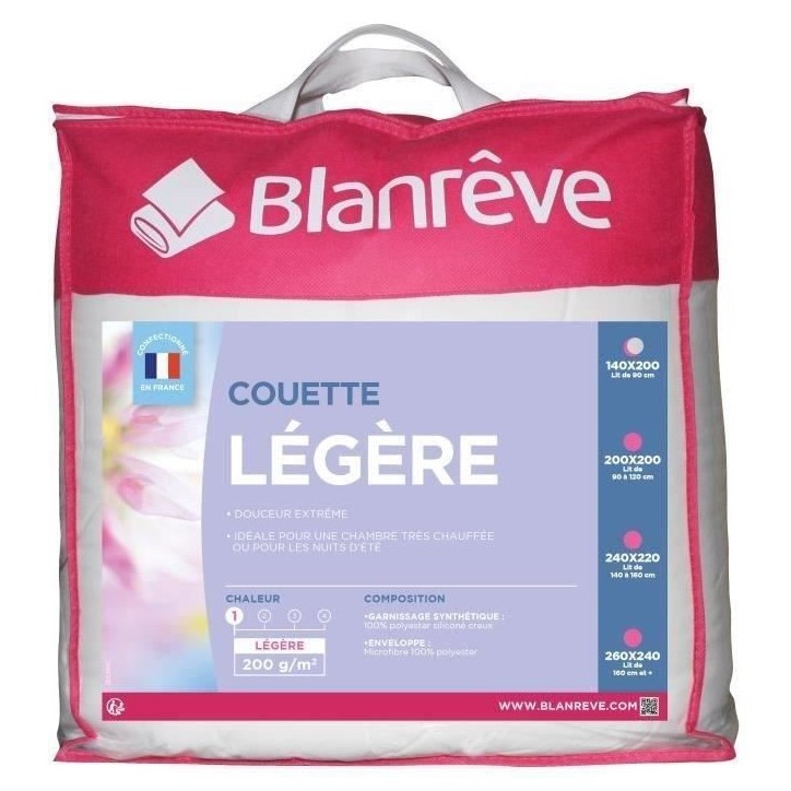 BLANREVE Couette légere en microfibre - 140 x 200 cm - Blanc BLANREVE Couette légere en microfibre - 140 x 200 cm - Blanc