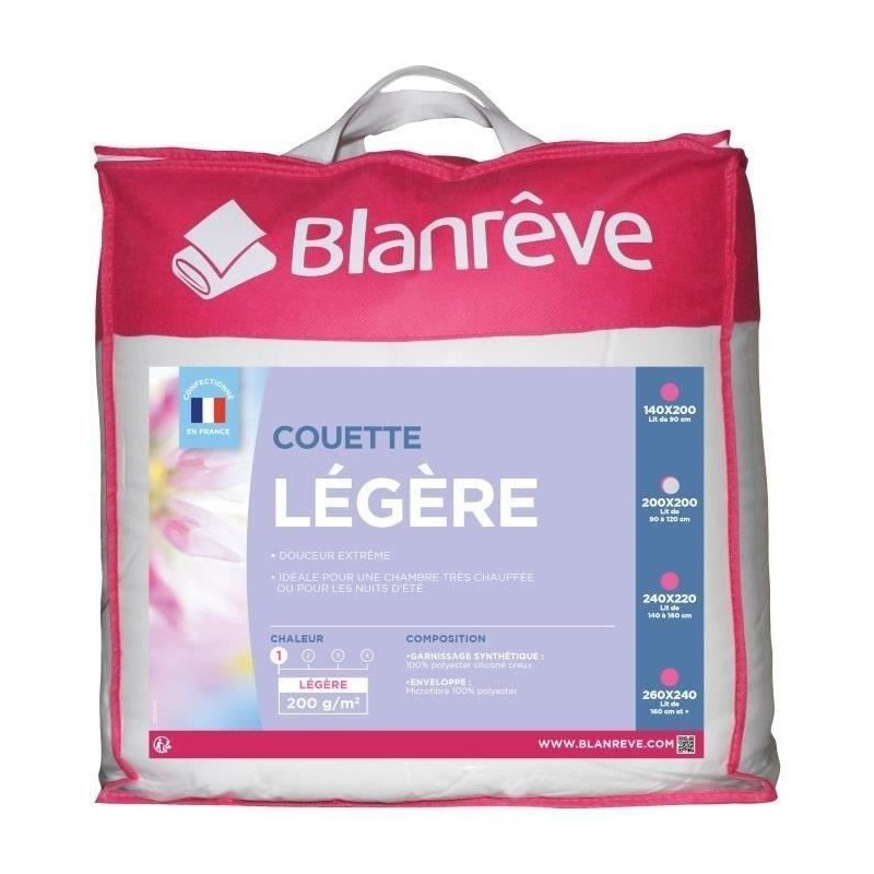 BLANREVE Couette légere en microfibre - 200 x 200 cm - Blanc BLANREVE Couette légere en microfibre - 200 x 200 cm - Blanc