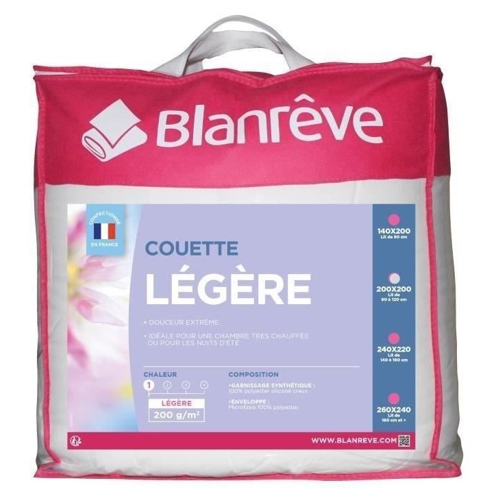 BLANREVE Couette légere en microfibre - 200 x 200 cm - Blanc