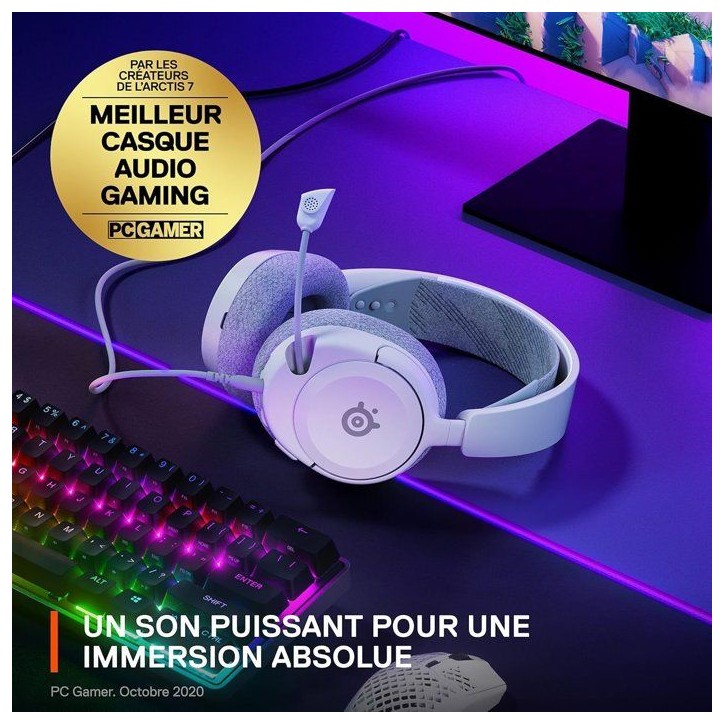 Casque-micro gaming filaire - STEELSERIES - Arctis Nova 1 - Multiplateforme - Blanc