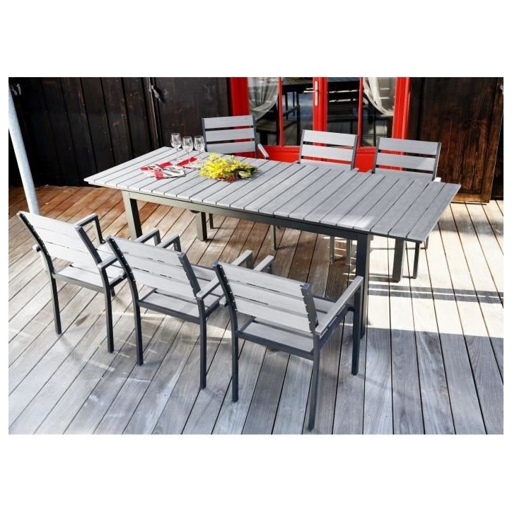 Ensemble table extensible de jardin 180 - 240 cm + 6 fauteuils aluminium Ensemble table extensible de jardin 180 - 240 cm + 6 fauteuils aluminium
