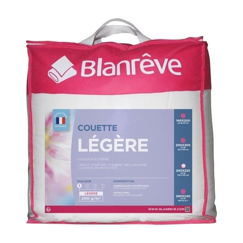 BLANREVE Couette légere en microfibre - 220 x 240 cm - Blanc BLANREVE Couette légere en microfibre - 220 x 240 cm - Blanc