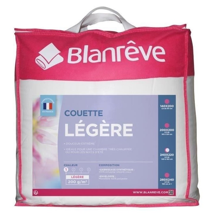 BLANREVE Couette légere en microfibre - 220 x 240 cm - Blanc BLANREVE Couette légere en microfibre - 220 x 240 cm - Blanc