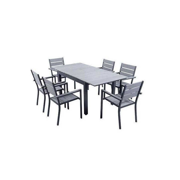 Ensemble table extensible de jardin 180 - 240 cm + 6 fauteuils aluminium Ensemble table extensible de jardin 180 - 240 cm + 6 fauteuils aluminium