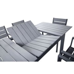 Ensemble table extensible de jardin 180 - 240 cm + 6 fauteuils alumini