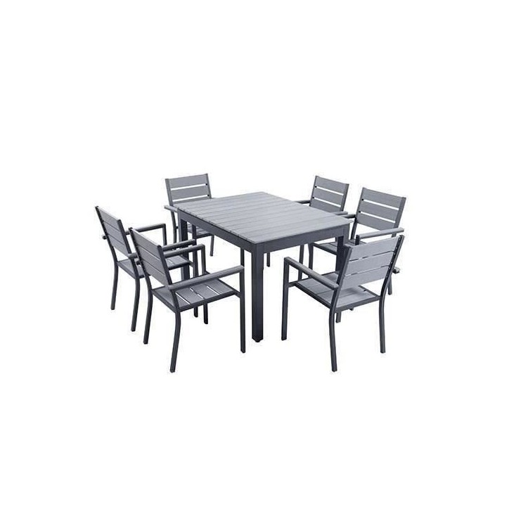 Ensemble table extensible de jardin 180 - 240 cm + 6 fauteuils aluminium Ensemble table extensible de jardin 180 - 240 cm + 6 fauteuils aluminium