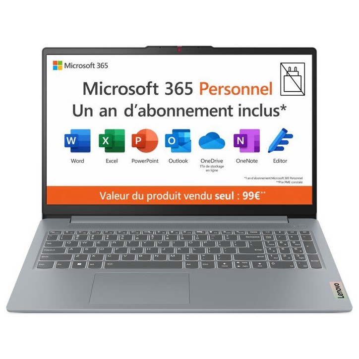 PC Portable LENOVO IdeaPad Slim 3 15AMN8 | Windows 11 - 15'' FHD - Athlon 10 - RAM 8 Go - SSD 128 Go - AZERTY PC Portable LENOVO IdeaPad Slim 3 15AMN8 | Windows 11 - 15'' FHD - Athlon 10 - RAM 8 Go - SSD 128 Go - AZERTY