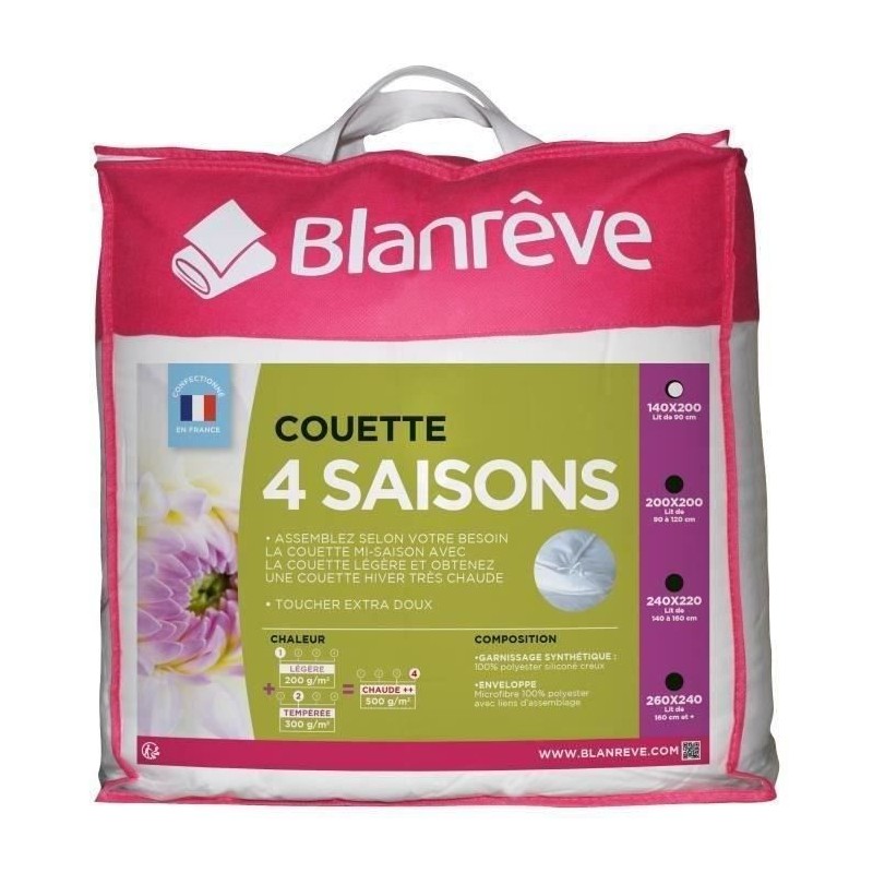 BLANREVE Couette 4 saisons - 140 x 200 cm - Blanc BLANREVE Couette 4 saisons - 140 x 200 cm - Blanc