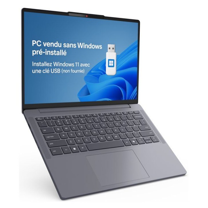 PC portable LENOVO IdeaPad Slim 3 14IPH11 | Sans Windows - 14 WUXGA IPS - Core Ultra 5 322 - 16 Go - 512 Go - AZERTY