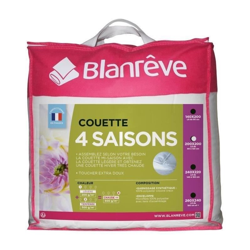 BLANREVE Couette 4 saisons - 200 x 200 cm - Blanc BLANREVE Couette 4 saisons - 200 x 200 cm - Blanc