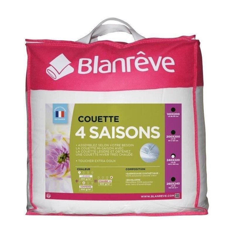 BLANREVE Couette 4 saisons - 220 x 240 cm - Blanc BLANREVE Couette 4 saisons - 220 x 240 cm - Blanc