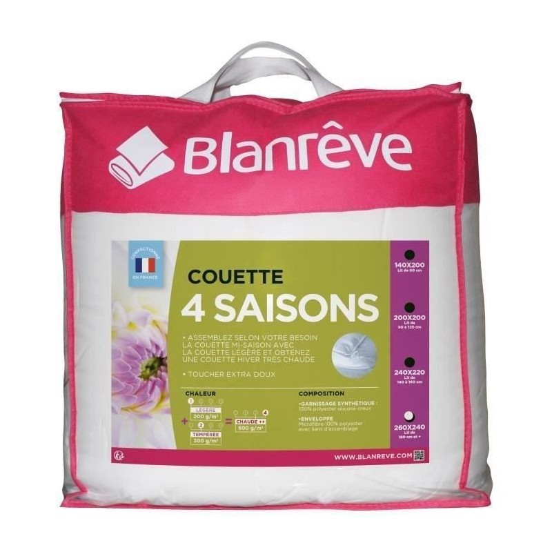 BLANREVE Couette 4 saisons - 240 x 260 cm - Blanc BLANREVE Couette 4 saisons - 240 x 260 cm - Blanc