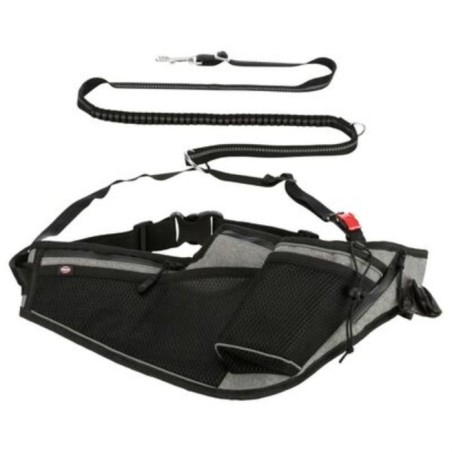 Ceinture jogging chien - 70–130 cm - laisse 1,15–1,50 m - noir gri