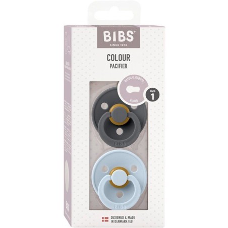 Sucette bébé - BIBS - Colour - Embout rond - Pack de 2 - Caoutchouc naturel - Taille 1 Iron Blush
