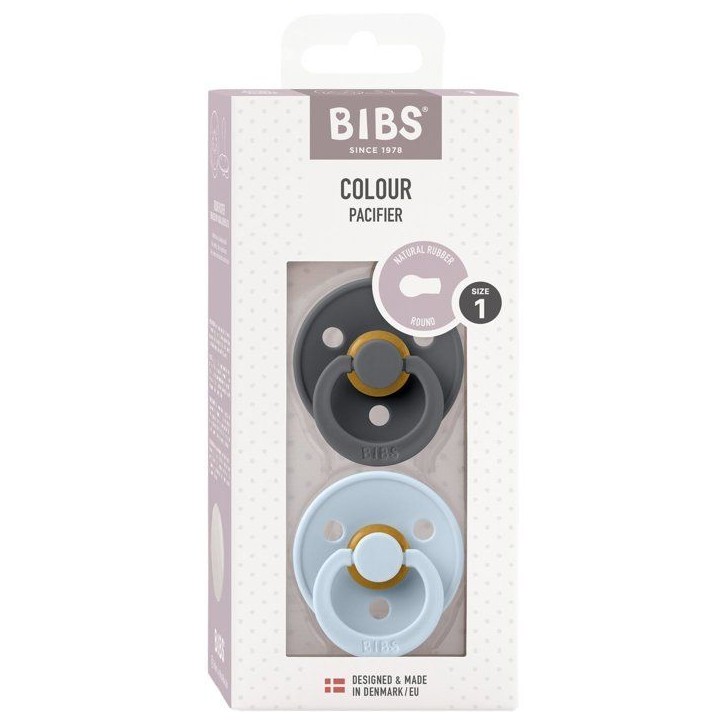 Sucette bébé - BIBS - Colour - Embout rond - Pack de 2 - Caoutchouc naturel - Taille 1 Iron Blush Sucette bébé - BIBS - Colour - Embout rond - Pack de 2 - Caoutchouc naturel - Taille 1 Iron Blush
