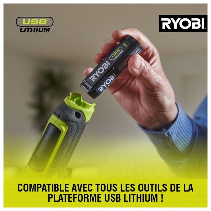 RYOBI Batterie 4V 3Ah USB-C Lithium Powerbank - RB4L30 RYOBI Batterie 4V 3Ah USB-C Lithium Powerbank - RB4L30