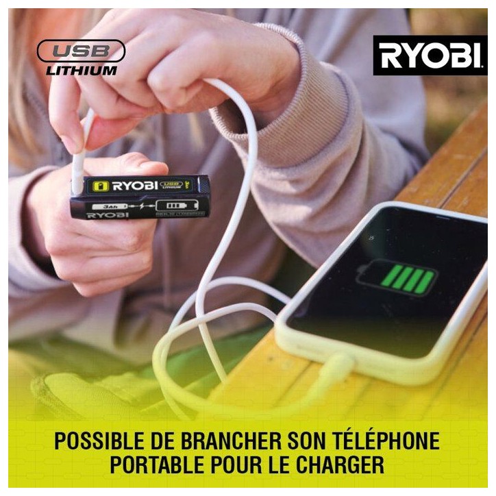 RYOBI Batterie 4V 3Ah USB-C Lithium Powerbank - RB4L30 RYOBI Batterie 4V 3Ah USB-C Lithium Powerbank - RB4L30