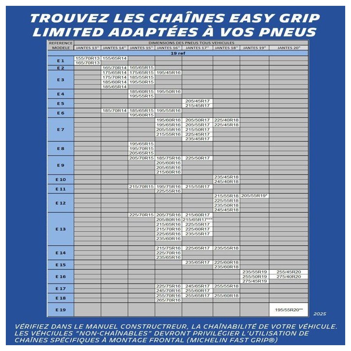 Chaînes neige - MICHELIN - Easy Grip Limited E2 - Noir Chaînes neige - MICHELIN - Easy Grip Limited E2 - Noir