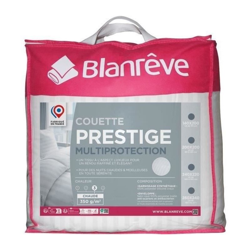 Couette chaude 240x260 cm BLANREVE PRESTIGE Multiprotection - 100% Pol Couette chaude 240x260 cm BLANREVE PRESTIGE Multiprotection - 100% Pol