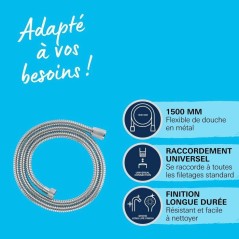 Flexible de douche - GROHE - VitalioFlex - 1,5 m - Métal - Chromé