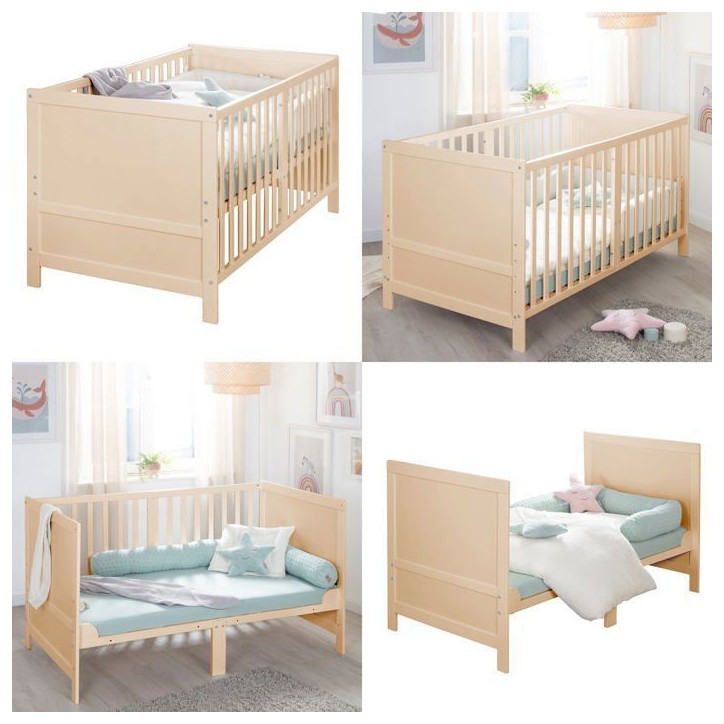 Lit bébé évolutif - 70 x 140 cm - ROBA - EASY SLEEP - Bois naturel Lit bébé évolutif - 70 x 140 cm - ROBA - EASY SLEEP - Bois naturel